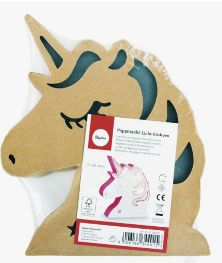 Lumière en papier maché Licorne